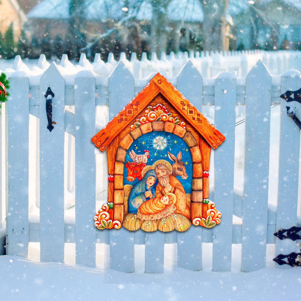 Village Nativity Door Hanger