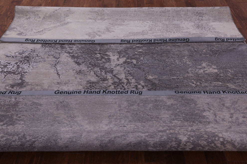 Wool and Silk Abstract Hand-Knotted Rug 7' 11" X 10' 1" Q9044