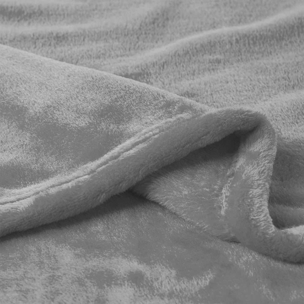 LHC Microfiber Velvet Throw Blanket, Stone Gray