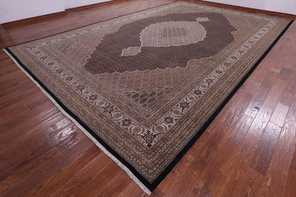 11' 10" X 18' 4" Persian Tabriz Hand-Knotted Wool & Silk Rug - Q13013