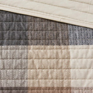 Madison Park Ridge 6 Piece Printed Herringbone Quilt Set With Throw Pillows