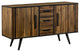 Rustic Sideboard, Wood Top With Storage Drawers & Metal Handles, Antique Acacia