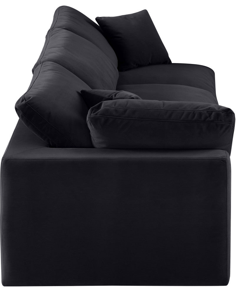 Comfy Upholstered Modular Sofa, Black, 3-Piece: 1 Armless Chair, 2 Corner Chair, Velvet