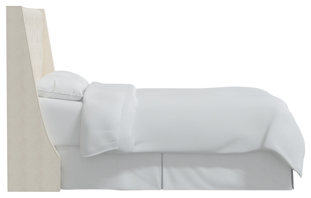 Wells King Tufted Wingback Headboard, Zuma White