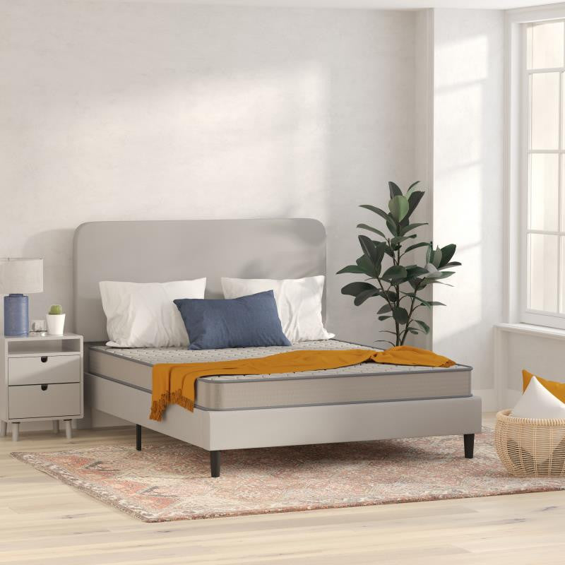 Capri Comfortable Sleep CertiPUR-US Certified Spring Mattress, Mattress in a Box, Gray, Queen