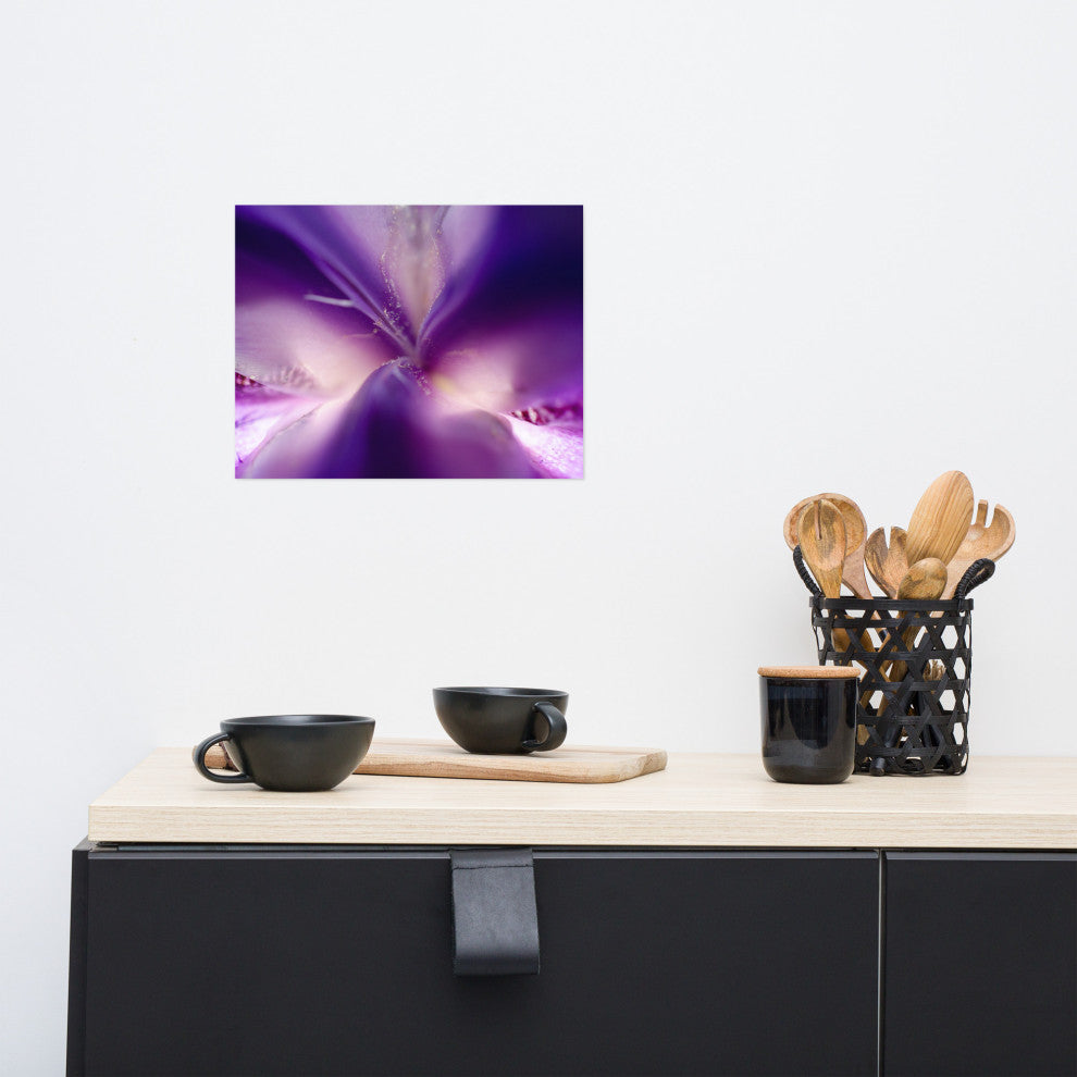 Iris Center Petals Nature Photography, Floral Unframed Wall Art Print, 11" X 14"
