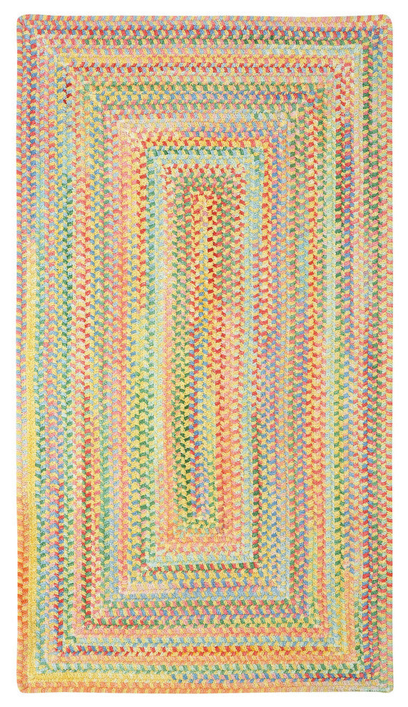 Baby's Breath Concentric Braided Rectangle Rug, Light Yellow, 2'x8' Runner