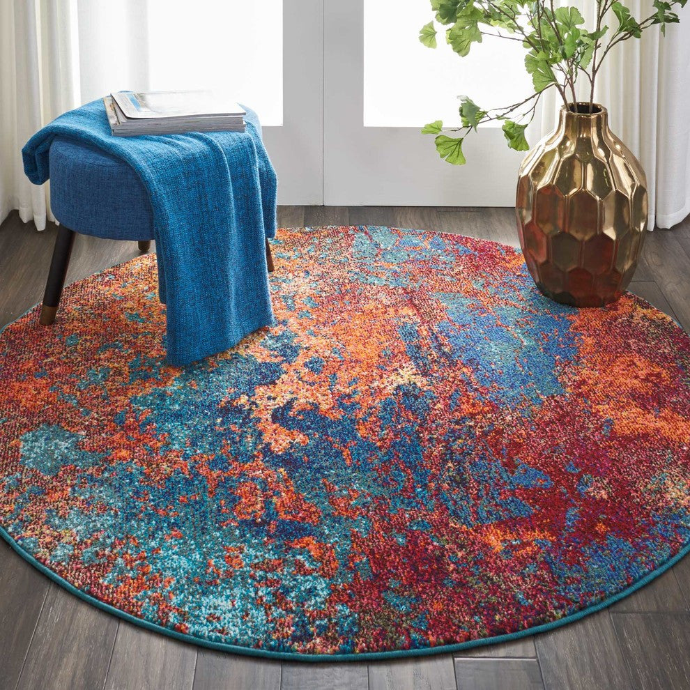 Nourison Celestial 7'10" Round Atlantic Modern Indoor Area Rug