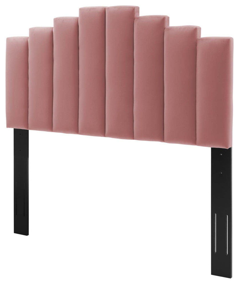 Platform Bed Frame, Full Size, Velvet, Pink, Modern Contemporary, Bedroom Master