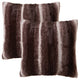 Faux Fur Throw Pillow 2-Pack 18"X18" With Insert, Mink Brown White Striped Plush