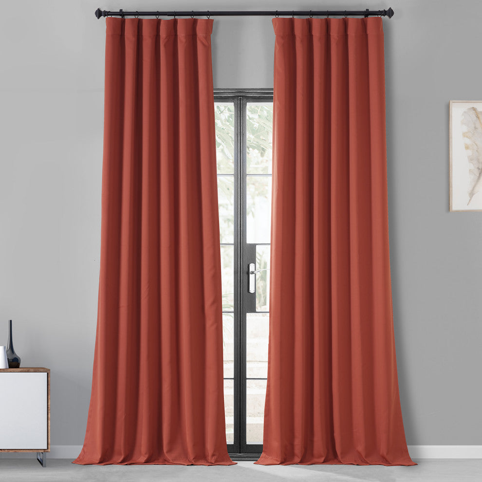 Sunset Orange Performance Woven Blackout Curtain Pair, 50W x 120L