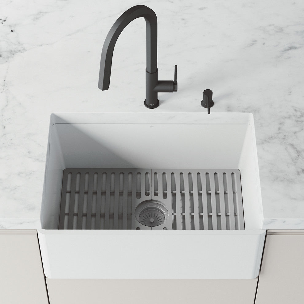 VIGO Silicone Protective Bottom Grid for Single Bowl Kitchen Sink, Gray, 24" L X 15" W