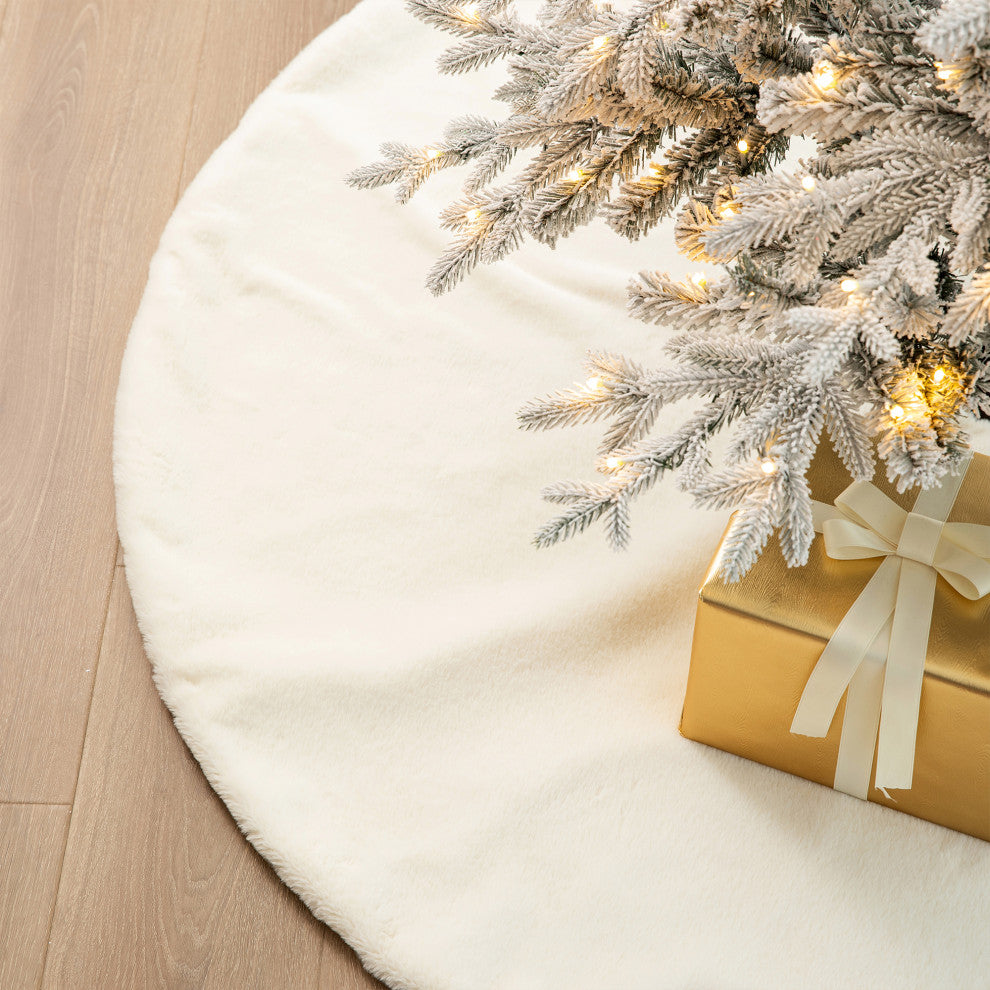 60"D Faux Rabbit Fur Christmas Tree Skirt