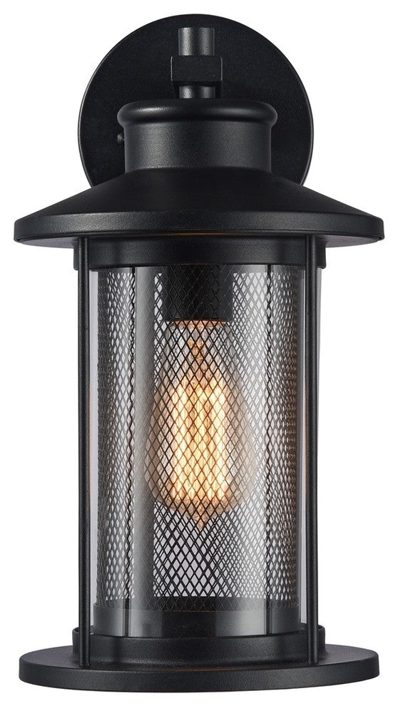 CRICHTON Transitional 1 Light Textured Black Outdoor Wall Sconce 14"
