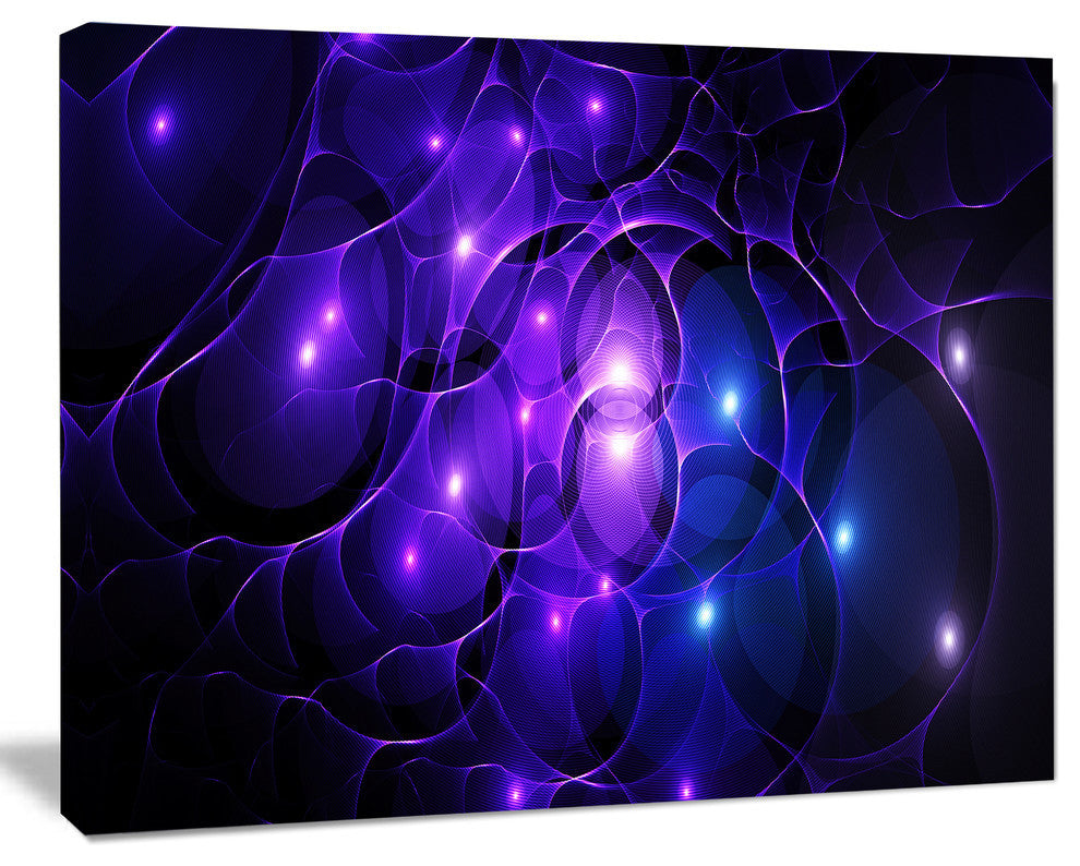 Blue Fractal Space Circles, Abstract Canvas Art Print, 40x30