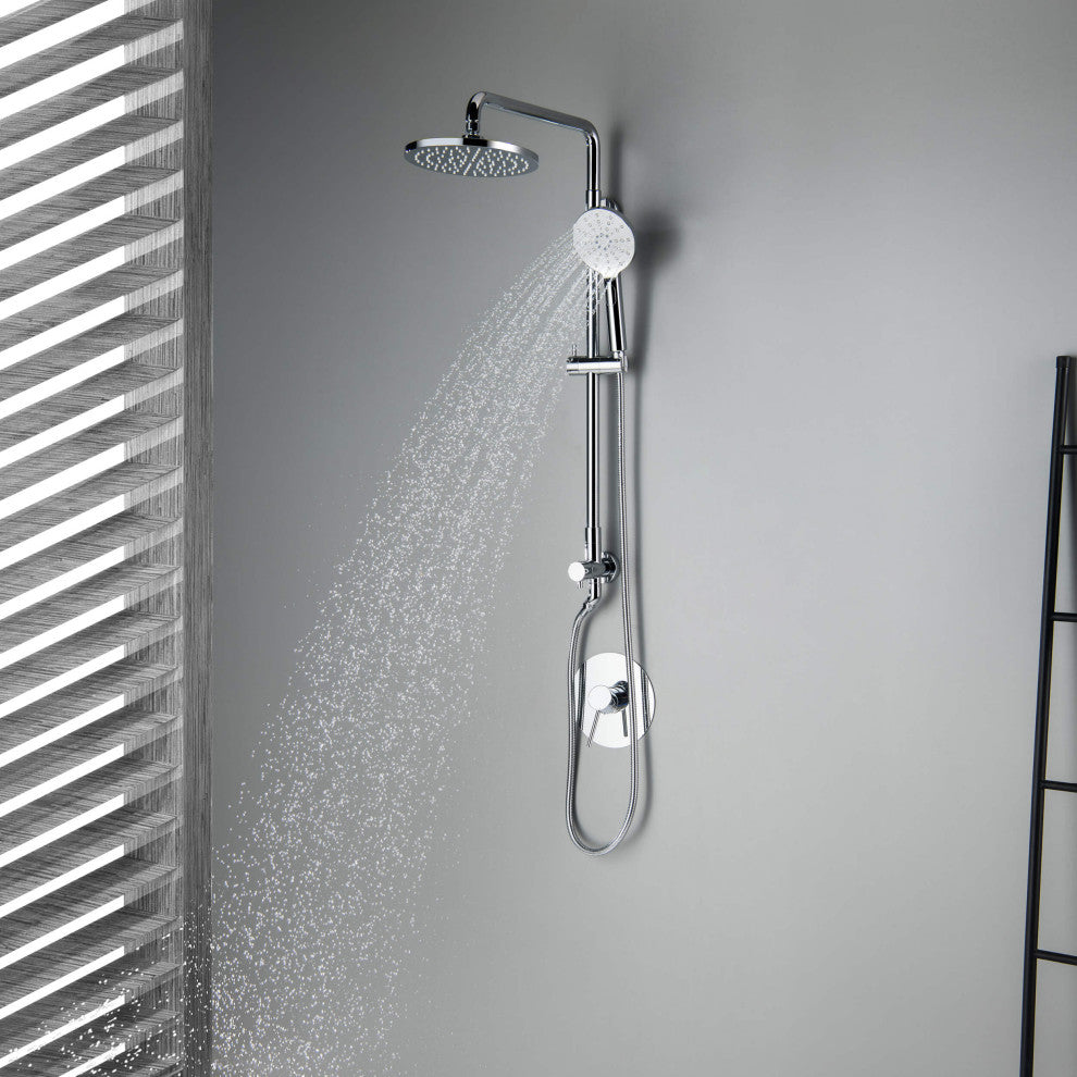Circular Shower Column With Dual Function Shower Head, Chome, Without Rough in Valve