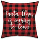 Santa Claus Is Coming To Town, Buffalo Check Plaid 18x18 Throw Pillow Cover