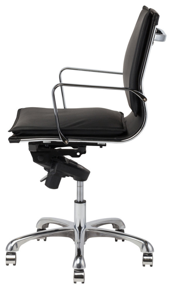 Carlo Office Chair in Black Leather by Nuevo
