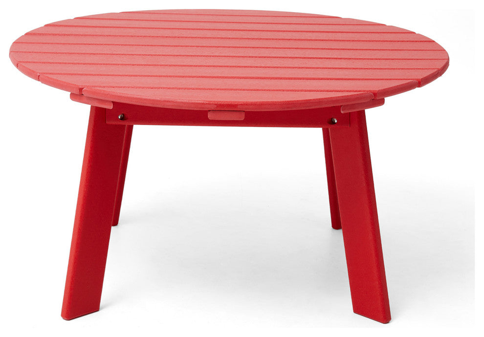 36"D Outdoor Patio HDPE Round Coffee Table, Red