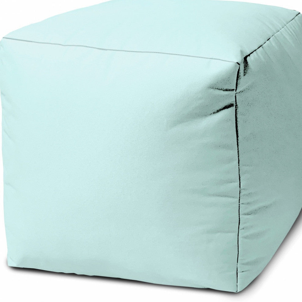 17  Cool Pale Aqua Solid Color Indoor Outdoor Pouf Ottoman