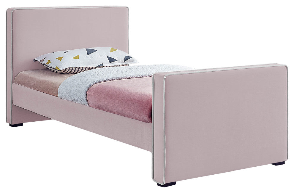 Dillard Velvet Upholstered Bed, Pink, Twin