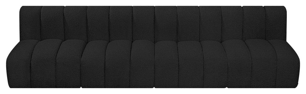 Arc Boucle Fabric Upholstered 4-Pc. Modular Sofa, Black