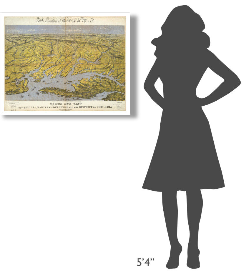 "Virginia, Maryland Delaware and District of Columbia, 1861" Paper Art, 34"x26"