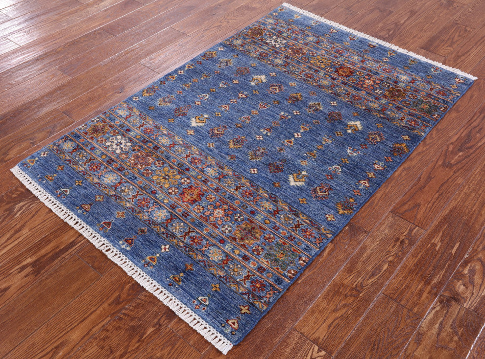Super Kazak Khorjin Hand-Knotted Wool Rug 3' 5" X 5' 1" Q10103