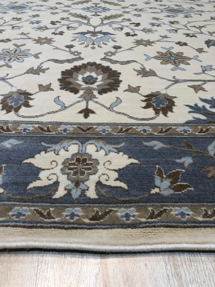 Hand Crafted Wool Ivory Traditional Oriental Oushak Rug, 7'10x9'10