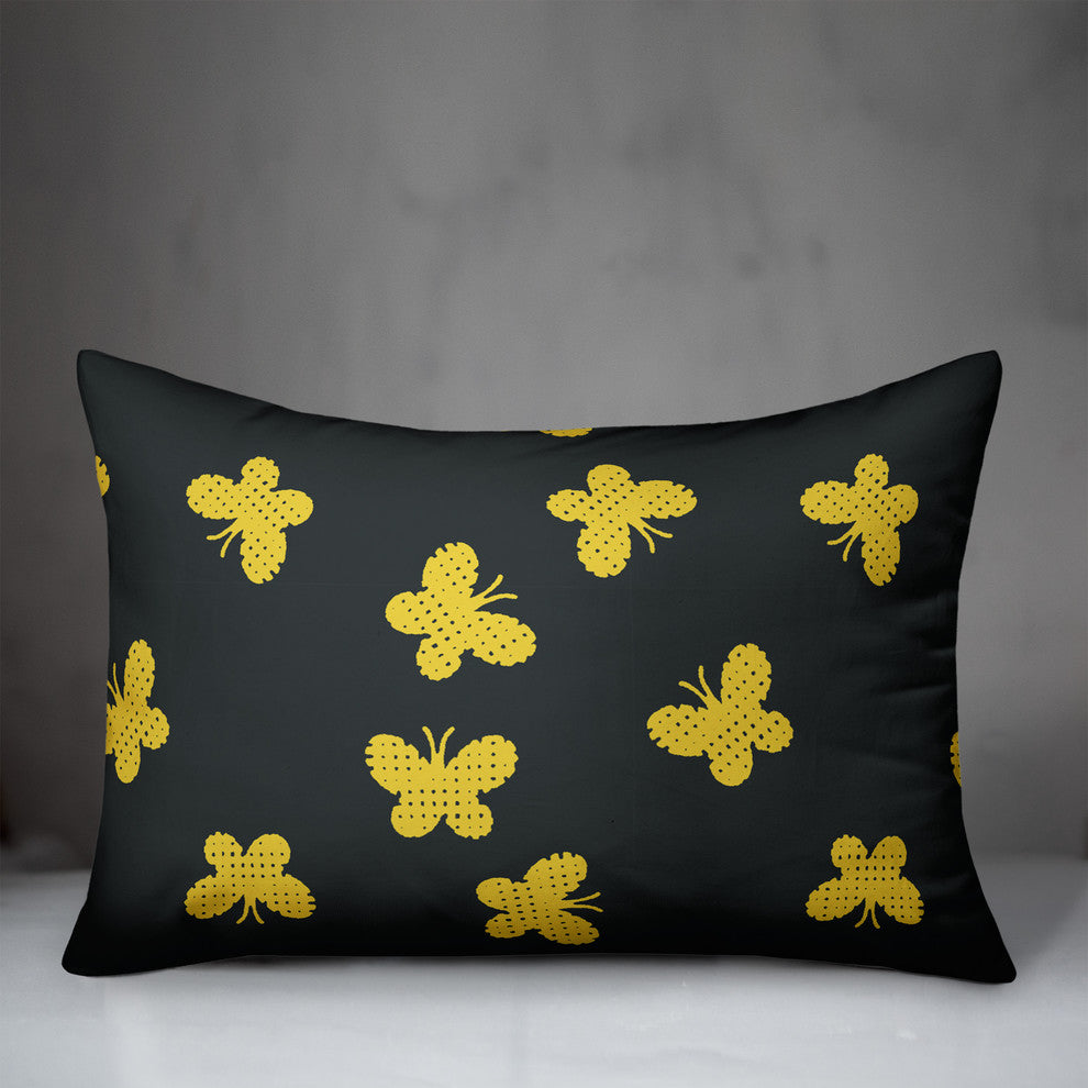 Butterfly Pattern in Yellow Throw Pillow