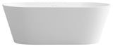 63" Solid Surface Freestanding Flat Bottom Non-Whirlpool Bathtub, White