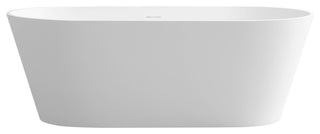 63" Solid Surface Freestanding Flat Bottom Non-Whirlpool Bathtub, White