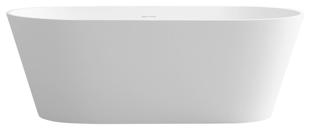 63" Solid Surface Freestanding Flat Bottom Non-Whirlpool Bathtub, White