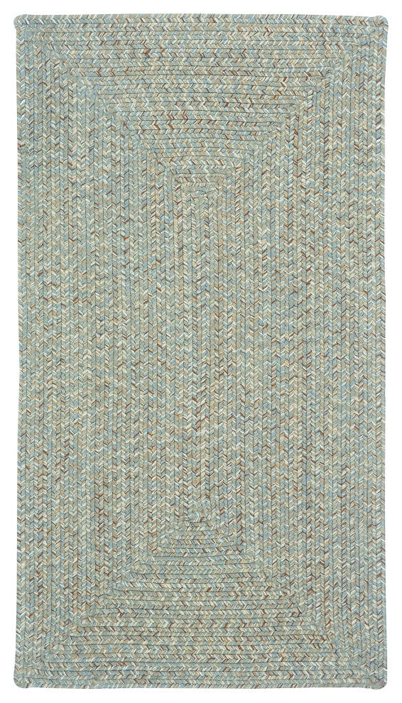 Sea Pottery Concentric Braided Rectangle Rug, Caribbean, 8''x11''