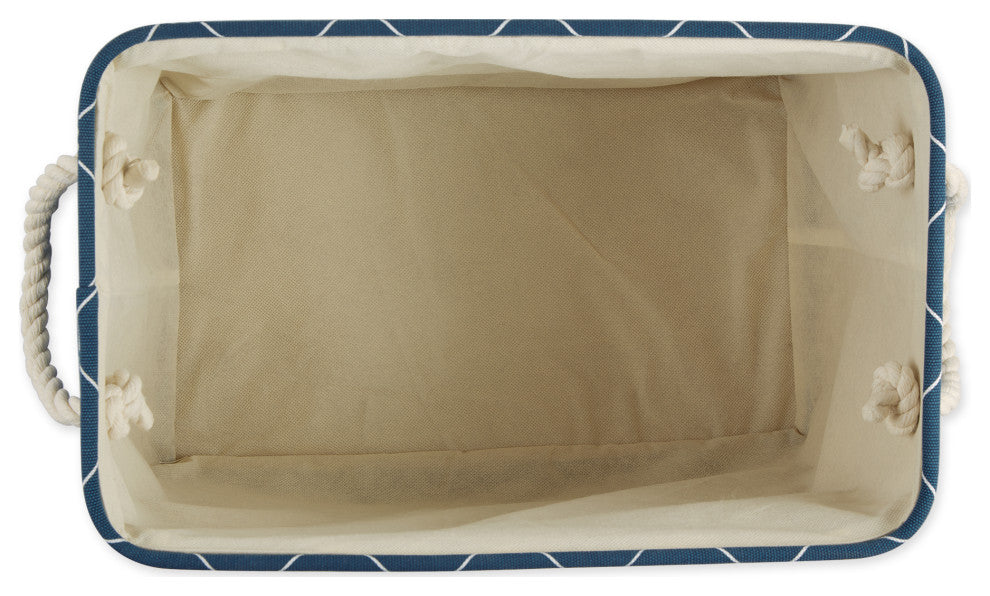 Polyester Pet Bin Trellis Paw Navy Rectangle Medium