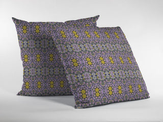 16 Purple Yellow Geofloral Suede Throw Pillow