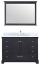 Dukes 48" Vanity, Wht Carrara Marble Top & 46" Mirror w/ Faucet, Espresso