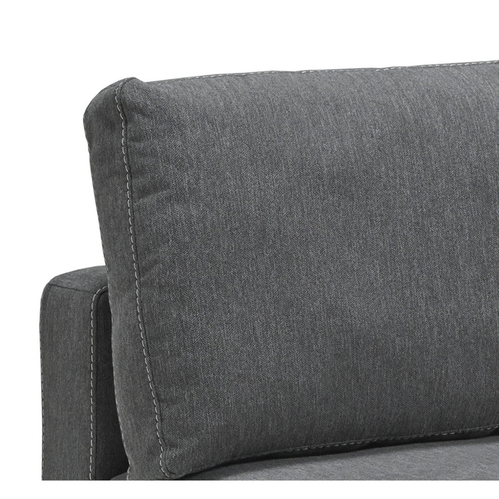 Benzara BM241975 Armless Chair With Fabric Padded Seat and Block Legs, Gray