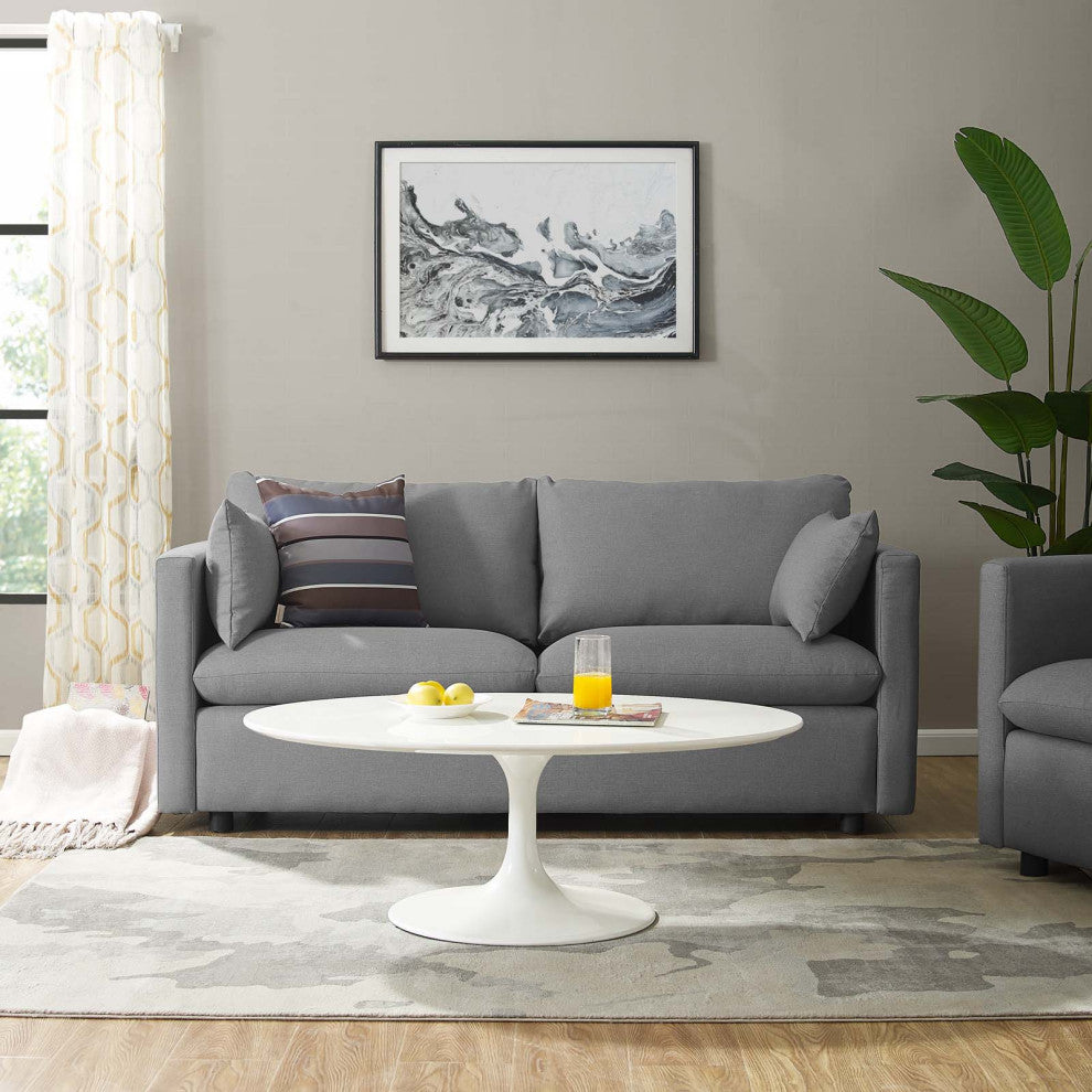 Activate Upholstered Fabric Sofa, Light Gray