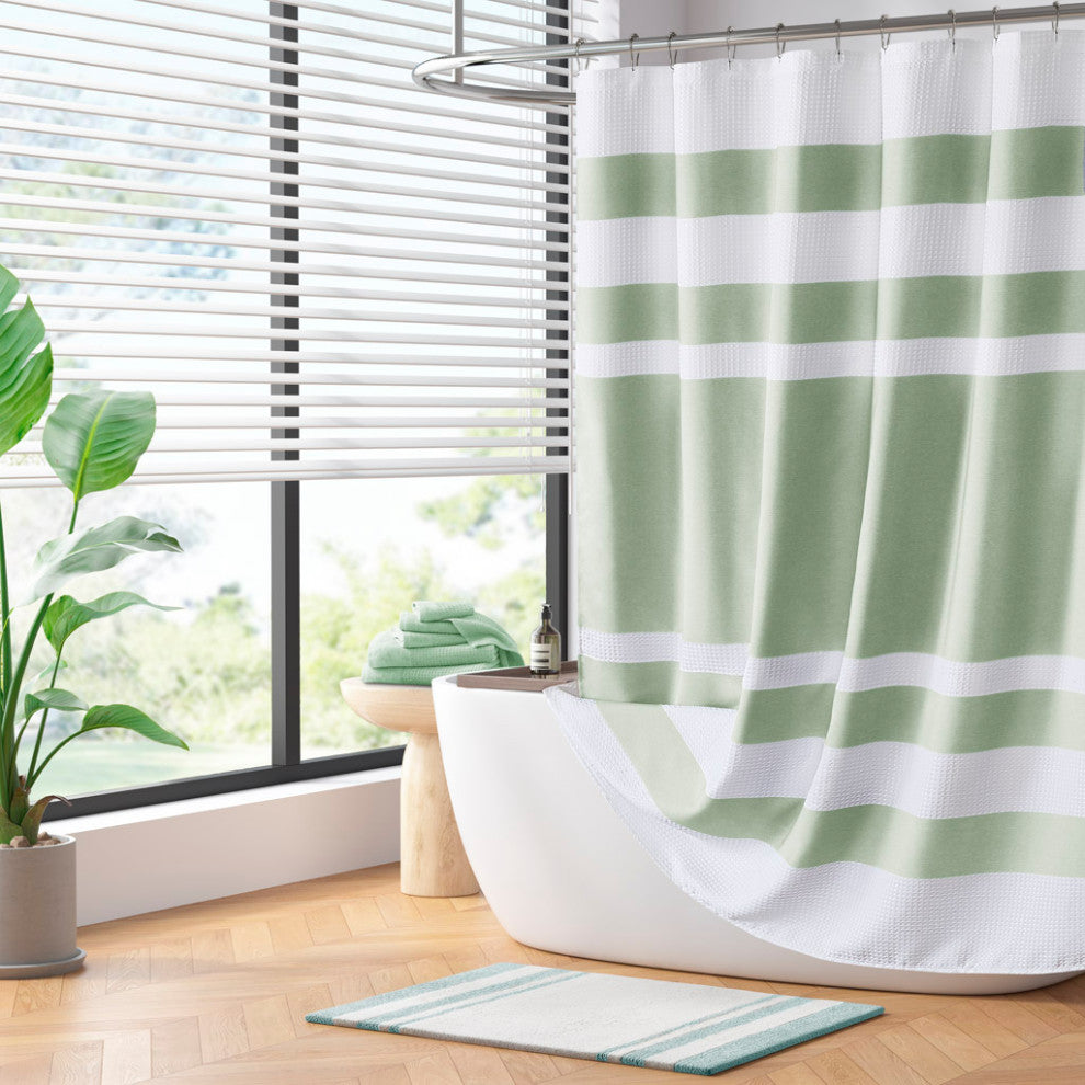Madison Park Spa Waffle Shower Curtain With 3M Treatment