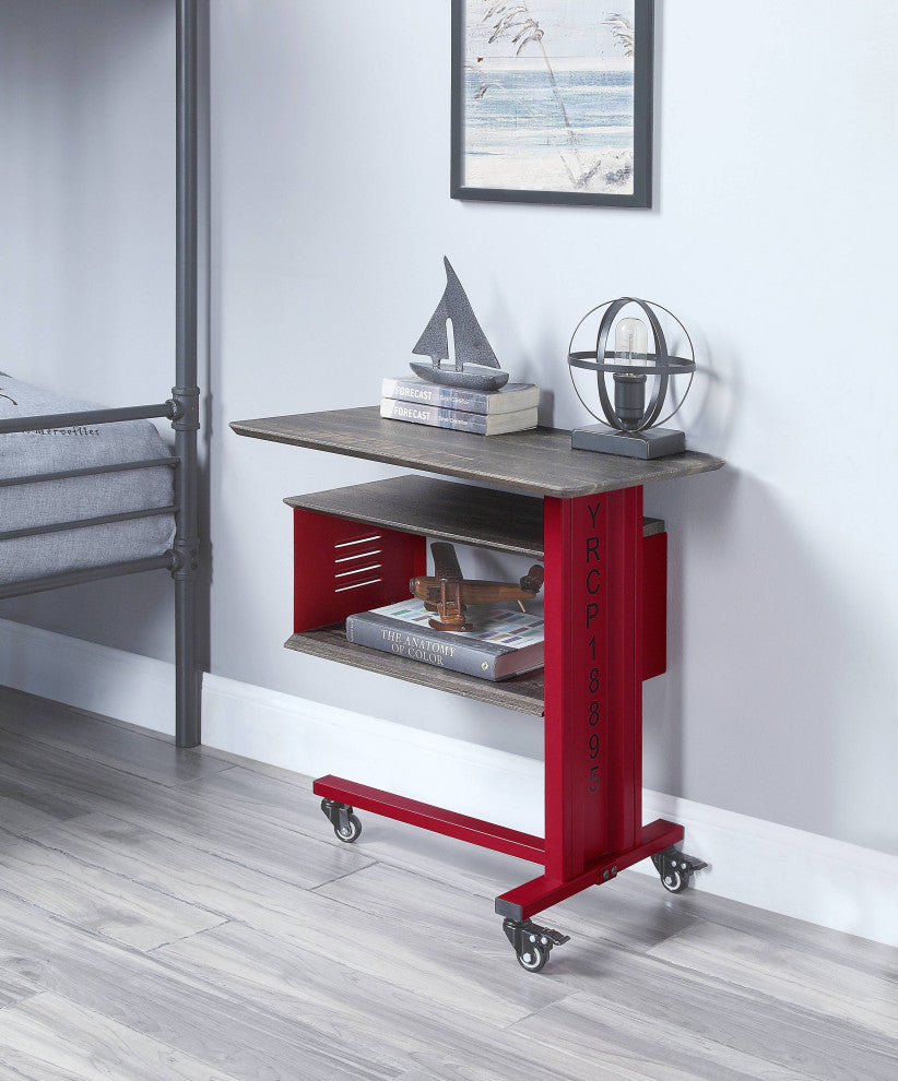 ACME Cargo Accent Table WithWall Shelf, Red