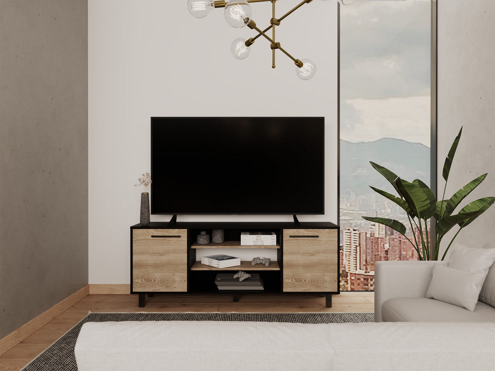 DEPOT E-SHOP Egeo TV Stand, Carbon Espresso/Pine