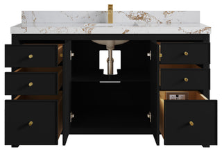 Chicago 60" Single Sink Bathroom Vanity, Black 2" Viola Gold