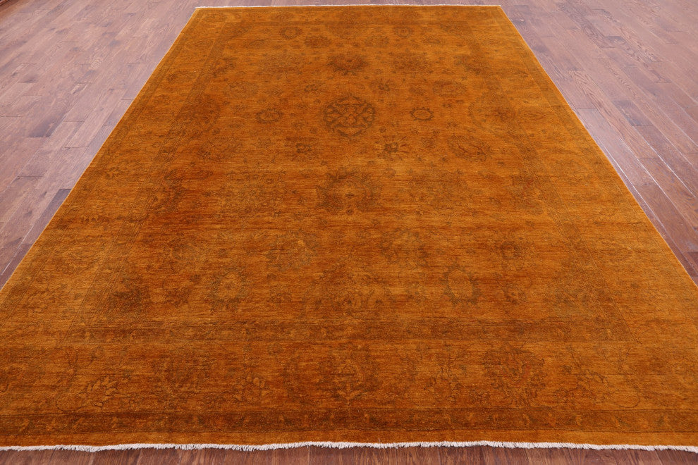 8' 10" X 11' 9" Handmade Overdyed Full Pile Wool Rug - Q12704