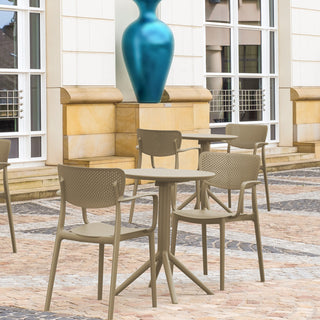 Loft Round Bistro Set 3 Piece With 24" Table Top Taupe