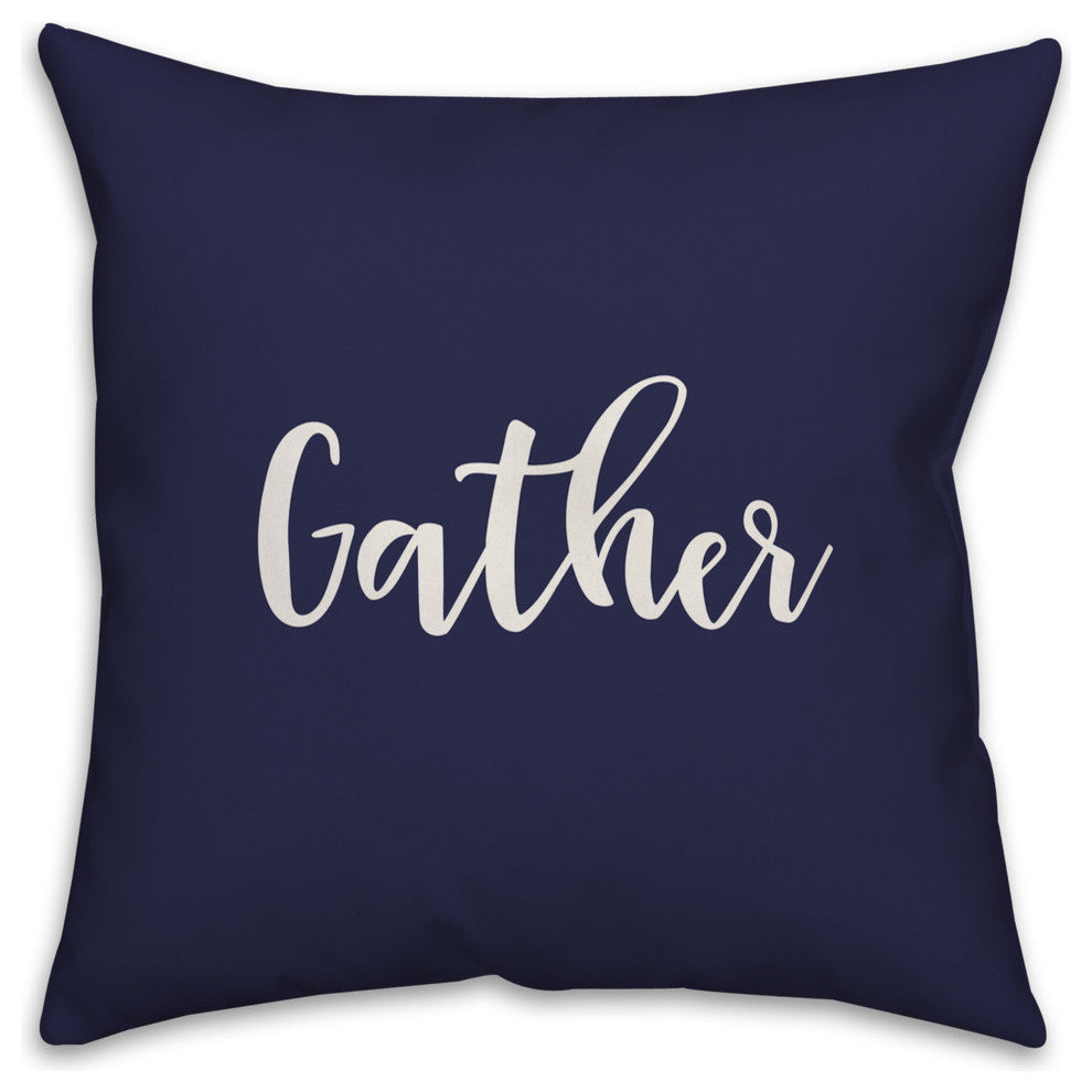 Gather in Navy 18x18 Throw Pillow Cover