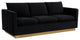 Leisuremod Nervo Modern Mid-Century Upholstered Velvet Sofa With Gold Frame