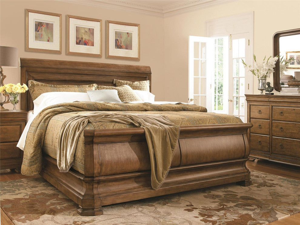 Louis Philippe Solid Wood Queen Sleigh Bed