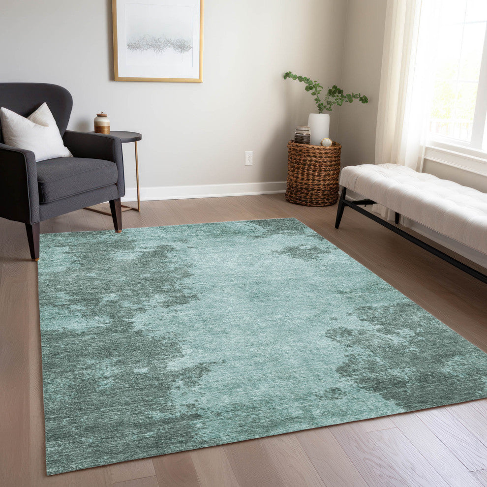 Machine Washable Indoor/Outdoor Chantille ACN1902 Teal 8' x 10' Rug