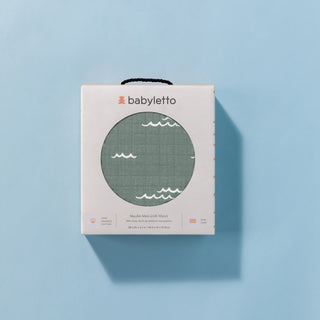 Mini Crib Sheet, GOTS Certified Organic Muslin Cotton, Ocean Waves